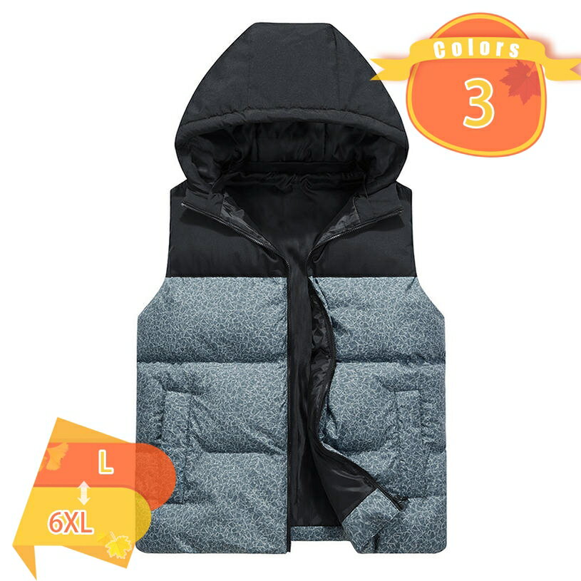 1000円OFFクーポン ダウンベスト メンズ ベスト 中綿ベスト 綿いりベスト ジレ フード付き 防寒着 カジ..