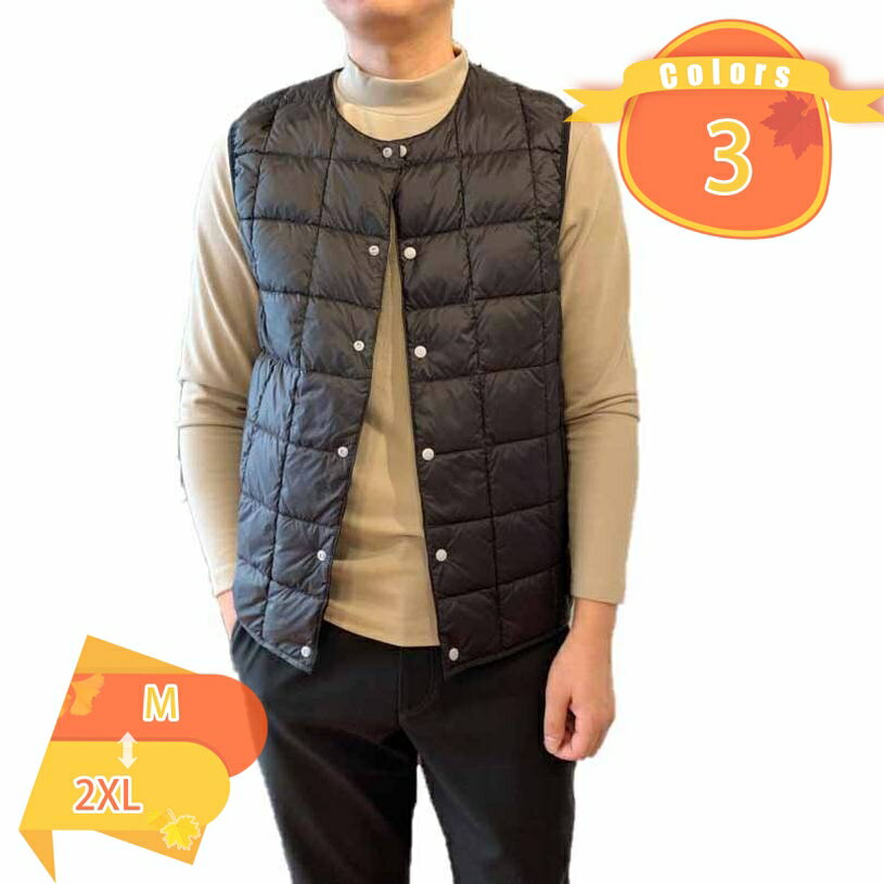 秋冬 インナーダウンベスト アウター メンズ ライトダウン ゴルフ 防寒 軽量 アウトドアに インナーダウン ノースリーブ 防風 冬服 ブルゾン コート アウター ゆったり 大きいサイズ fascimo