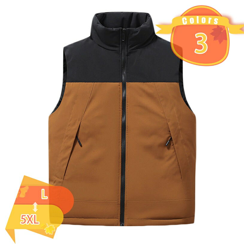 1000円OFFクーポン メンズ中綿ベスト ダウンベスト 厚手 メンズジャケット 暖かいベスト 色切り替え 男性ベスト無地 暖かい 防寒 ノースリーブアウター ダウンベスト ダウンジャケット 中綿コート 立ち襟ジャケット ダウンコート 前開きベスト fascimo(4)