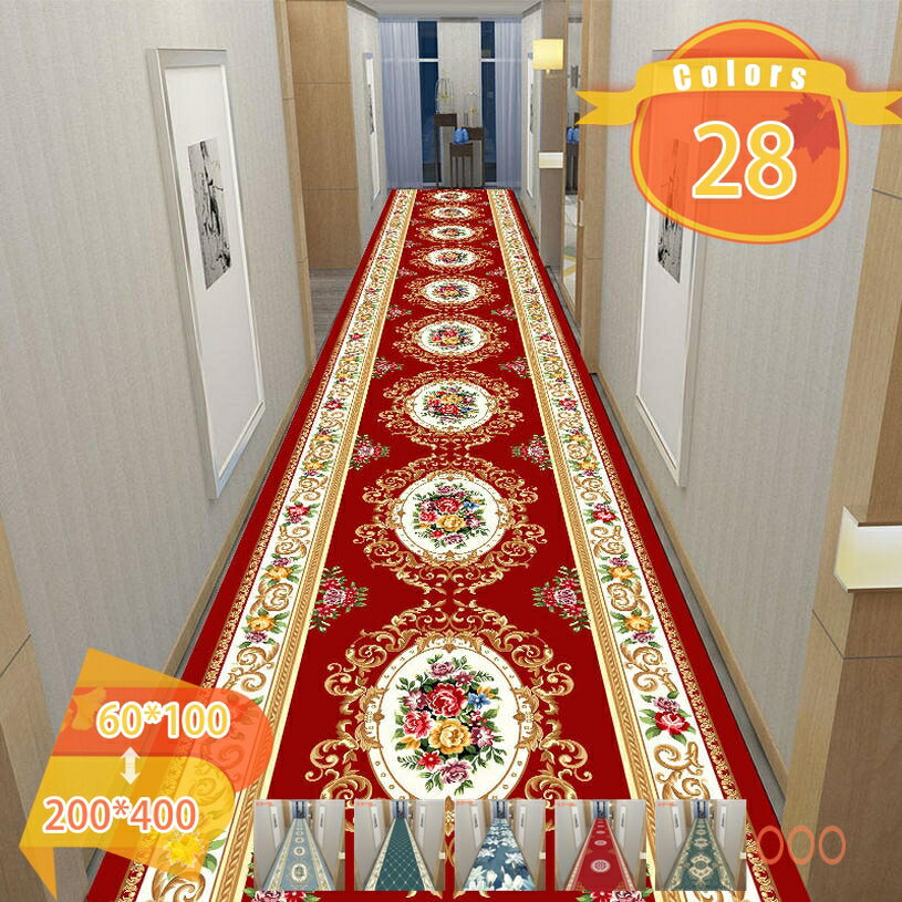 Rakuten - ロングカーペット 廊下敷き 廊下用カーペット 花柄 すべり止め加工 洗える 華やか カーペット キッチンマット 廊下マット ロングマット ペルシャ柄 リビング ホテル ギフト対応 フロアマット 玄関 エントランス 狭いホール fascimo