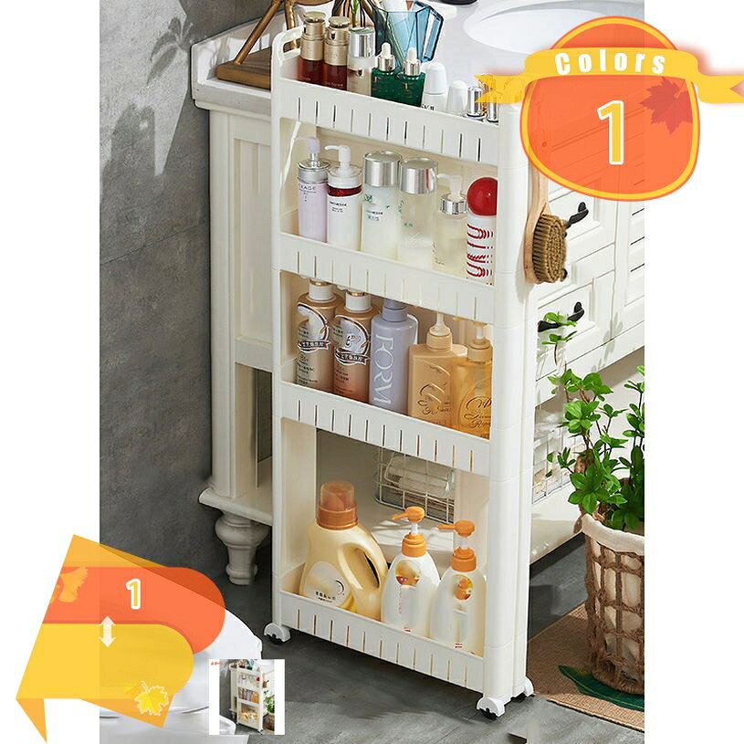Rakuten - 1000円OFFクーポン キッチンワゴン 隙間収納 収納ワゴン キッチンラック 引き出し キャスター付き おしゃれ 調味料 食品 ペットボトル 小物 台所 洗面所 冷蔵庫横 隙間ラック 収納ラック ホワイト 玄関 キャスター付き 台所 細い 薄型 小物 台所 洗面所 冷蔵庫横