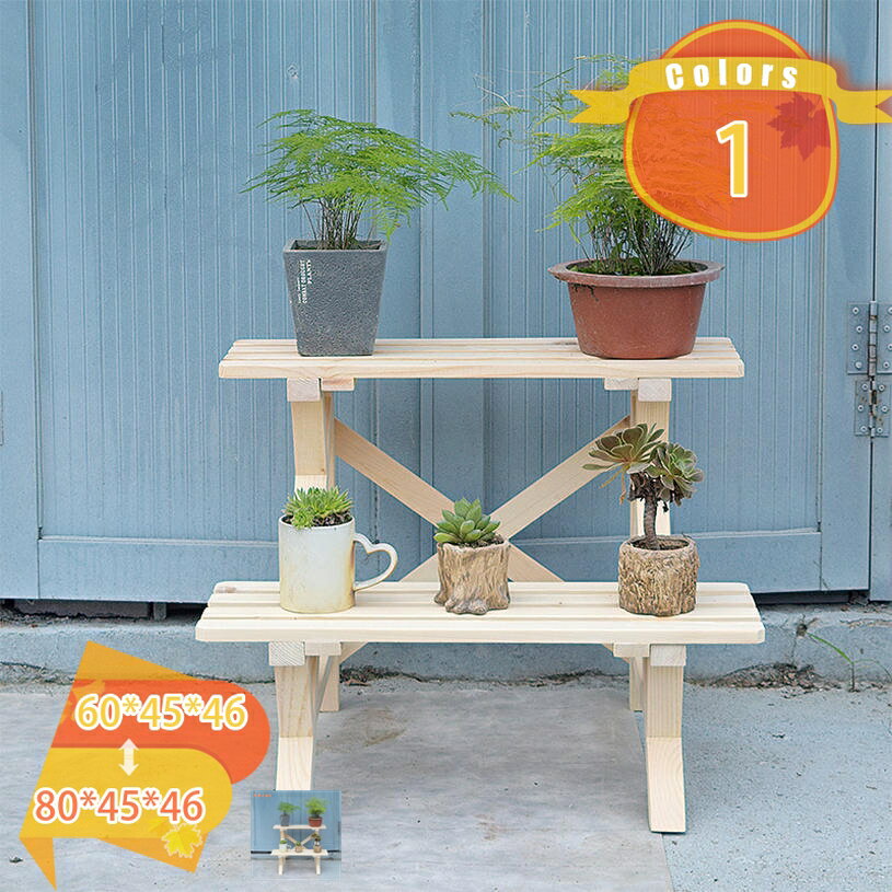 Flower Stand - フラワースタンド 2段 屋外 木製 おしゃれ プランタースタンド フラワーラック ガーデニング 棚 ベンチ 北欧 シンプル 庭 ベランダ 屋内 ベンチ コンパクト 花台 ベランダ 玄関 園芸ラック 屋外 室内 かわいい 飾り棚 fascimo