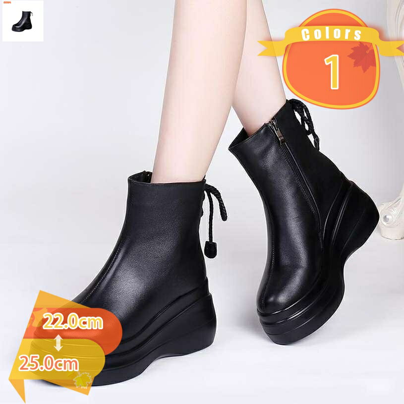 1000円OFFクーポン ブーツ レディース ウェッジソール 厚底 滑らない ウォーキング おしゃれ 防水 歩きやすい 秋 防寒 軽量 暖かい 春 冬 8cmヒール レースアップ 雨 ショート丈 シューズ 冬ブーツ スノーブーツ ファー 足首ブーツ サイドファスナー fascimo