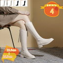 大きいサイズ レディース ロングブーツ 秋冬 ブーツ 太ヒール 3センチ ヒール ジョッキーブーツ バックジッパー ミドルブーツ 長靴 ストレッチ 履きやすい 美脚 きれいめ おしゃれ 小さいサイズ カジュアル オフィス 通勤 OL fascimo