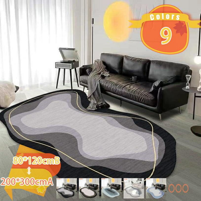 500円OFFクーポン 北欧 楕円カーペット マット 抽象芸術 不規則 西海岸 モダン 部屋リビング 大理石柄 ..