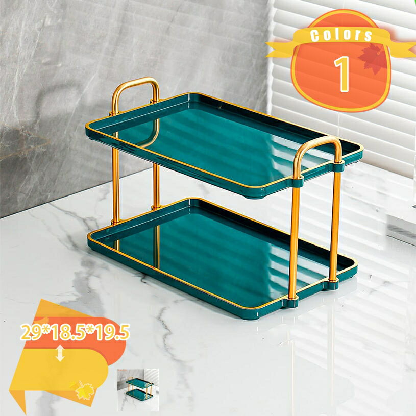 卓上収納ラック 化粧品収納 デスク上置き棚 2段 多機能収納ラック 調味料収納ラック スパイスラック 浴..