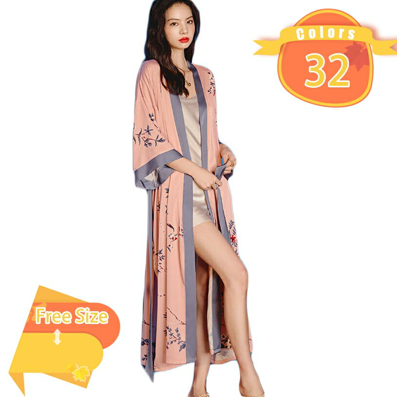 Negligees - 着物ローブロング ブライダルシャワーレディースギフトバスローブ レディース シンプル ベーシック 浴衣 ガウン お風呂上がり 夫婦 カップル 部屋 吸汗 吸水 速乾 fascimo