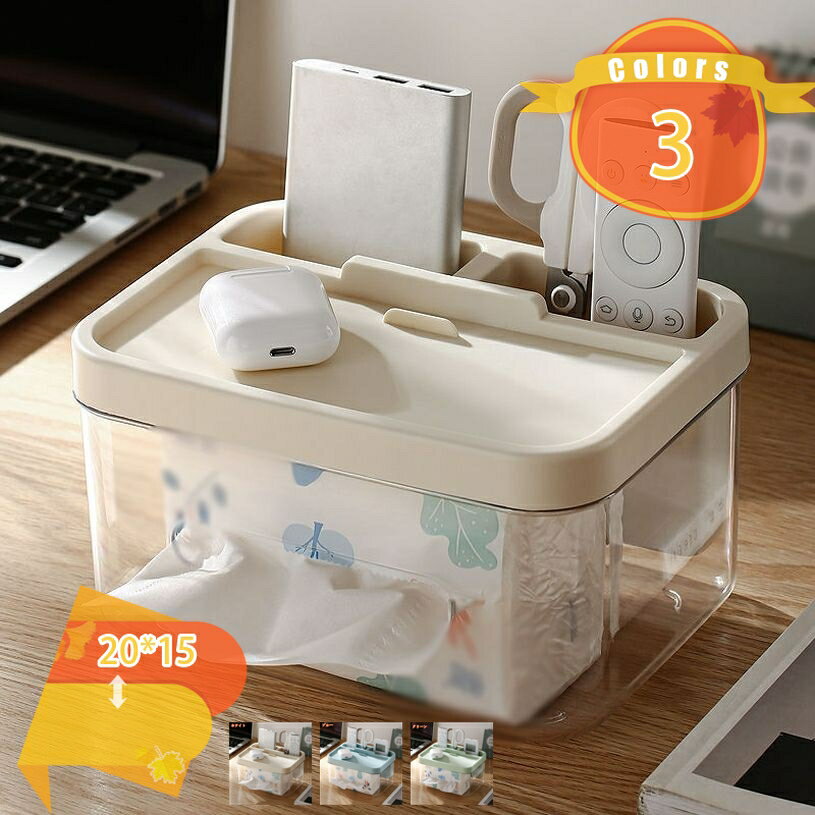 キッチンペーパ ーケース ティッシュボックス 滑り止め 防水 メガネ置き 小物入れ 仕切り板付き 使用便..