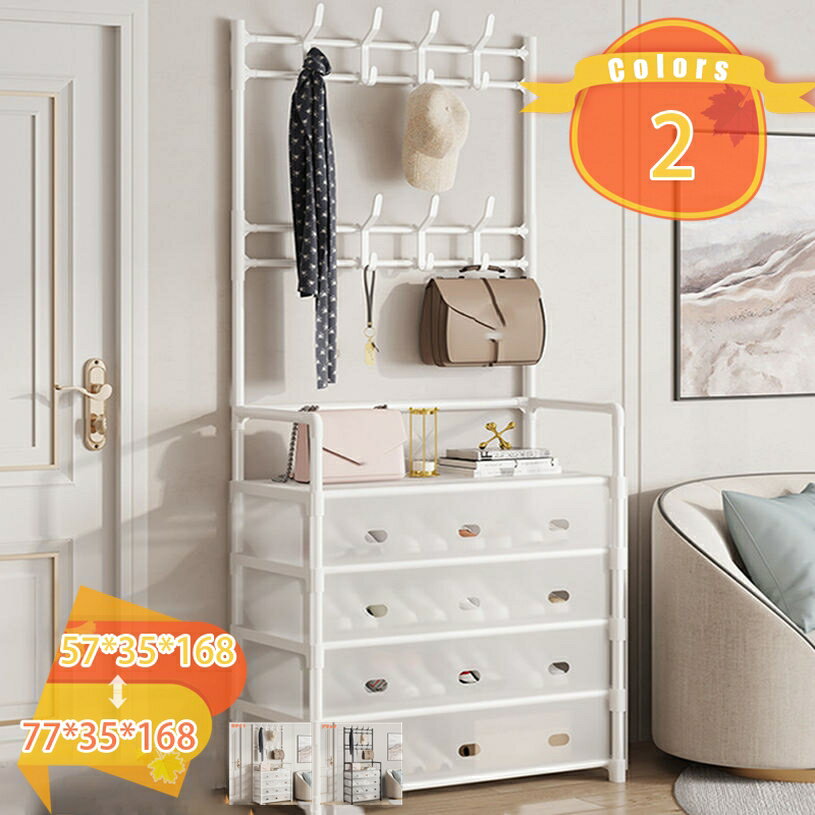 シューズラック 靴 収納 省スペース 鉄パイプ 玄関棚 スリッパラック 帽子収納 キャップ かばんかけ 靴棚 おしゃれ ラック付き 靴だな 玄関 アパート用 スリム 靴箱 下駄箱 靴入れ 省スペース玄関 大容量 簡単 組み立て 工具不要 fascimo