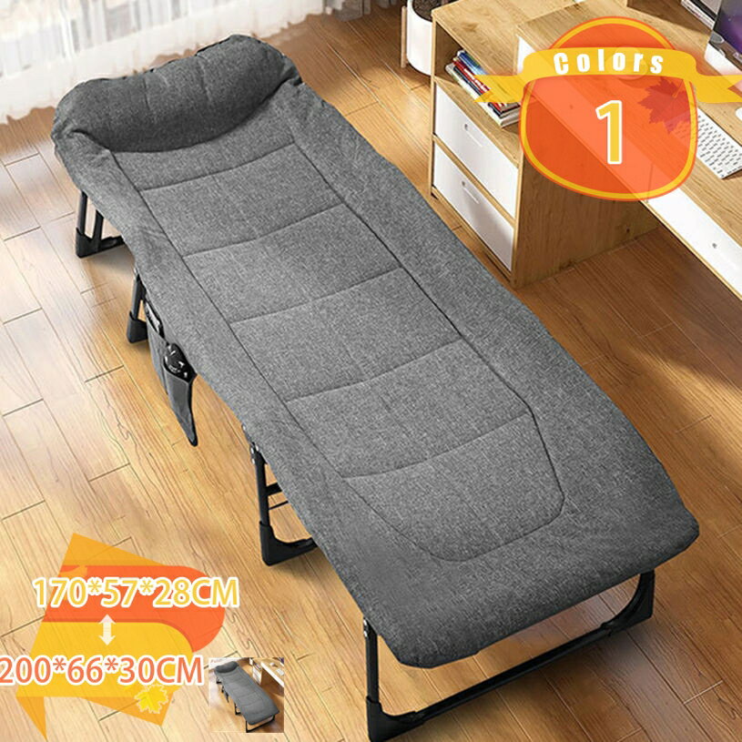 Foldable Bed - 折り畳みベッド コンパクト収納 来客 室内 昼休み 持ち運び便利 省スペース 仮眠 オフィス 低反発 お庭 自宅用 昼寝用 頑丈で長持ち 合金フレーム プレゼント 簡単収納 組立不要 fascimo