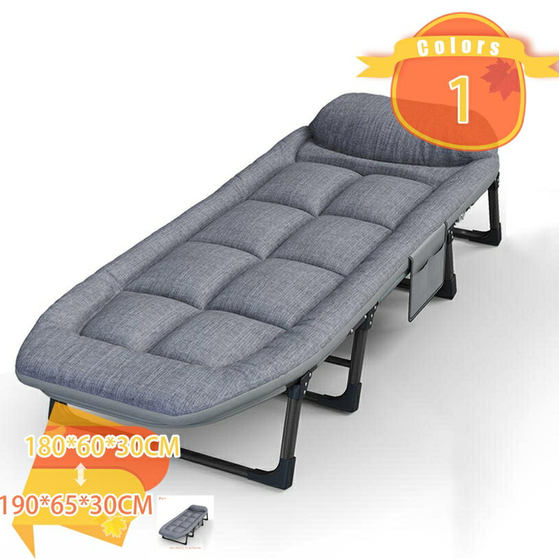 With Mattress - 折り畳み式ベッド 耐荷重 コット シングル 軽量 小型 コンパクト収納 静音 昼寝 休憩 アウトドア キャンプ 室内外兼用 簡単設置 収納便利 レジャーベッド 長約180CM/190CM fascimo