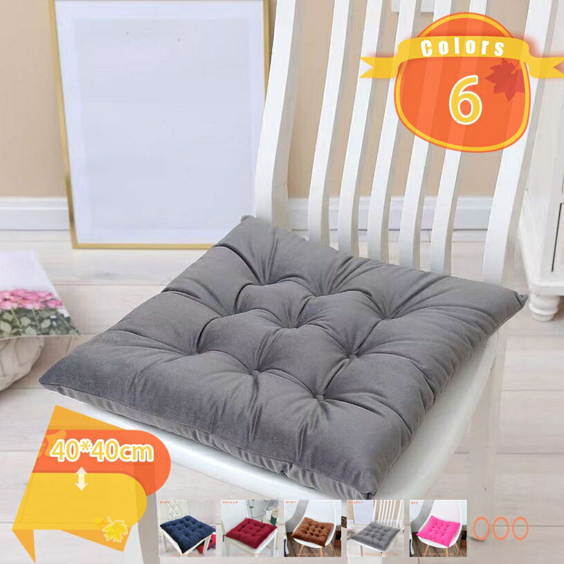 Japanese Cushions - シートクッション 2枚セット 厚め 無地 ふわふわ 座布団 椅子クッション 洗える チェアパッド フロアクッション 滑り止め 北欧 シンプル テレワーク ダイニングチェア ざぶとん 快適 柔らかい 座り心地いい 四季通用 fascimo