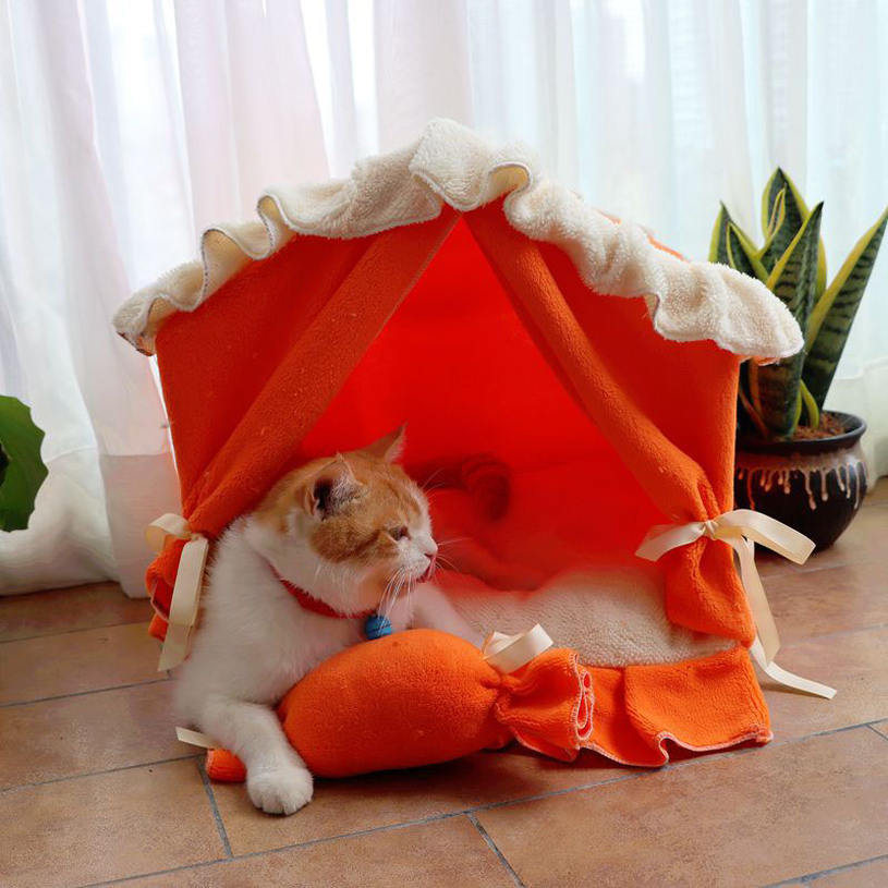 Rakuten - 小型犬 ベッド テント ハウス 丸洗い ペットハウス 犬用 猫用 ドーム型 オシャレ かわいい ふわふわ ふかふか クッション付き ネコ イヌ 暖かい ペットクッション 柔らかい もこもこ 2way 春夏秋冬 四季通用 fascimo