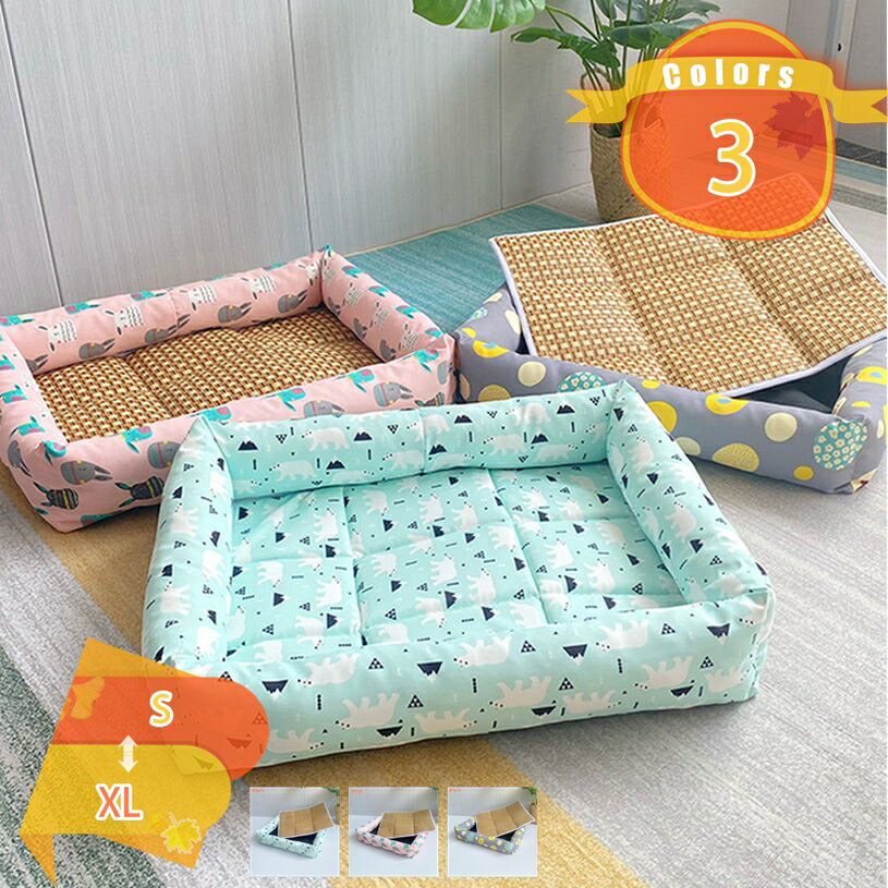 Other - ペット マット 夏対策 ペットベッド 犬用 マット 犬 猫 ペットマット 暑さ対策 グッズ 子犬 介護 通気性 滑り止め 洗える 夏用 シート ペット用品 涼しい 接触冷感 ペット用藤席 猫用 クッション ペット用品 かわいい おしゃれ fascimo