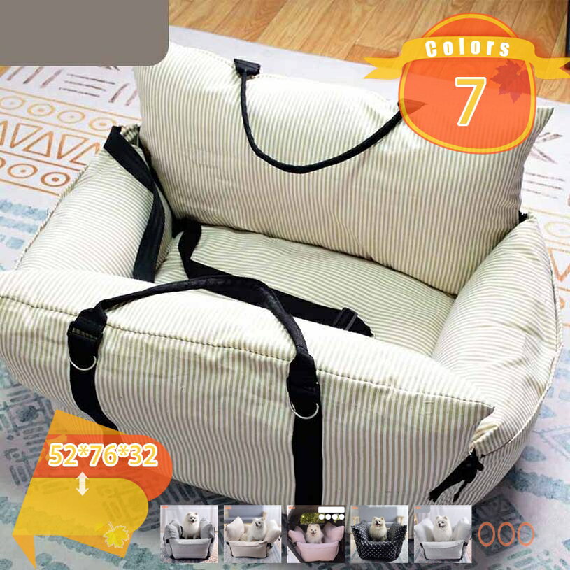 ペットソファー ストライプ柄 車用 ポータブル 2way 車載 手提可 暖かい ワンちゃん 外出 旅行 安全シ..