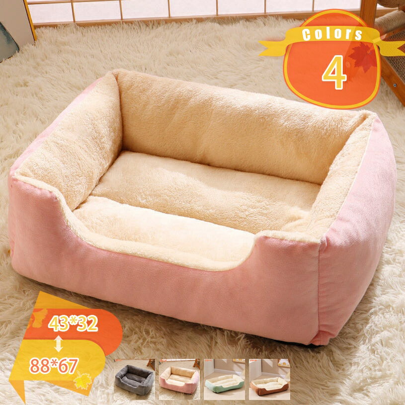 300円OFFクーポン ペットベッド 猫犬用ベッド 秋冬用 防ダニ クッション 抗菌防臭 春夏秋冬 洗える ふわふわ 滑り止め付き 静電気防止 スクエア型 猫 寒さ対策 子犬 猫用 寝床 ペットソファ 滑り止め 多機能 暖かい マット 洗える fascimo