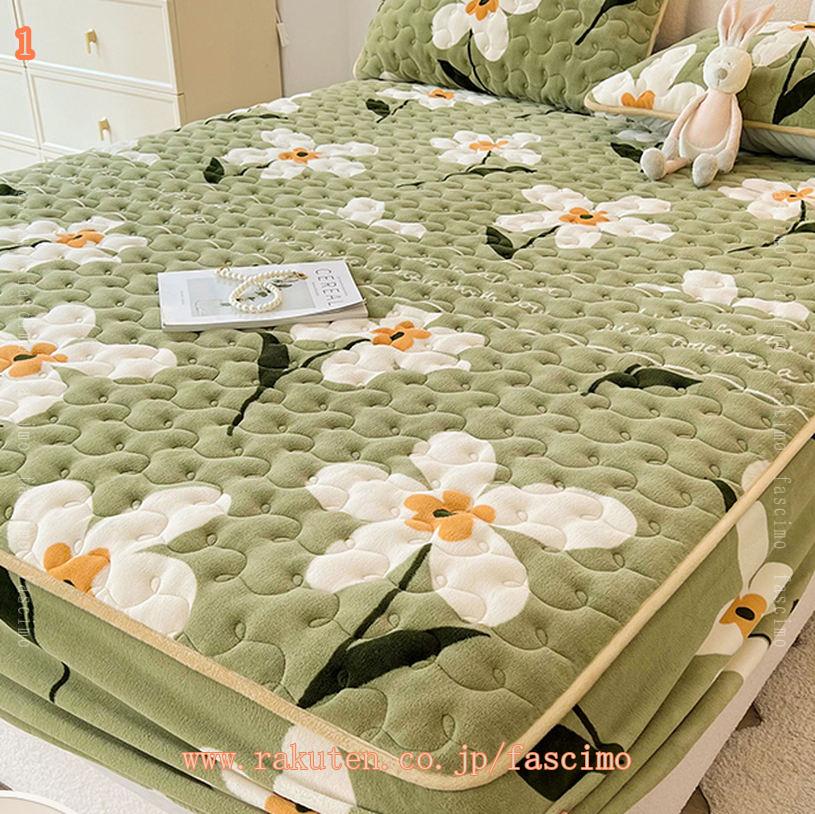 ゴムバンド付き ボックスシーツ 快適パッドシーツ 丸洗い可 フランネル 敷きふとんカバー 年間使える 通気性 オールシーズン対応 マット マットレスパッド 柔らかい 清潔 洗える ベッドマット 簡単フィット 寝具 吸湿発熱 吸湿性 べっどぱっど fascimo