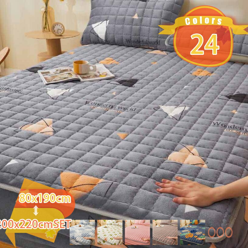 乐天商城 - 500円OFFクーポン パッド一体型ボックスシーツ あったか 秋冬用 ボックスシーツ 冬 暖かい 敷パッド フランネル 敷き毛布 暖かパッドシーツ 洗える 吸湿 吸水 水洗いキルト 敷きパッド 冷え対策 取り換え簡単 シーツ ベッドパッド 汗取りパッドシーツ あったか寝具