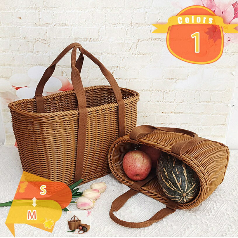 ピクニックバスケット かごバッグ ピクニック バスケット 買い物かご かご バスケット カゴ 籠バッグバッグ お菓子収納 おもちゃ収納 雑貨収納 小物入れ カゴ おしゃれ シェルフバスケット 北欧 編み 籐 ラタン カゴバック かごバック fascimo