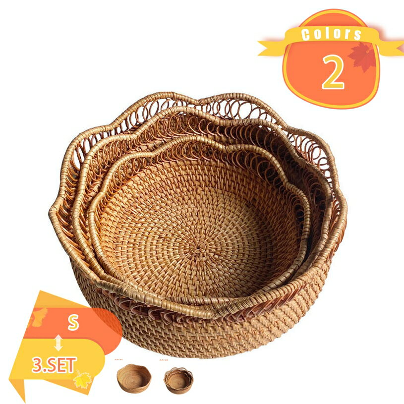 収納バスケット ラタン 収納ボックス 藤製 大容量 小物入れ 田園風 収納カゴ 円形 見せる収納が楽しくなる ラ タン製 深型 トレー おしゃれ 雑貨 アジアン風 オシャレ =収納バスケット 使いやすい 収納ボックス ナチュラル fascimo