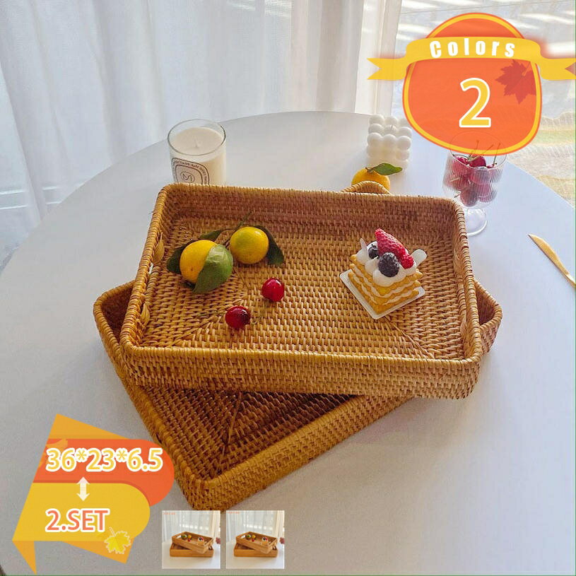 収納かご 収納バスケット 籘かご 天然素材 手作り ナチュラル 手編み ナチュラル フルーツバスケット 果物 お菓子 雑貨 卓上収納 おしゃれ 見た目より丈夫 手織りトレー 籐編みトレー 変形にくい 防腐 手編みのバスケット fascimo