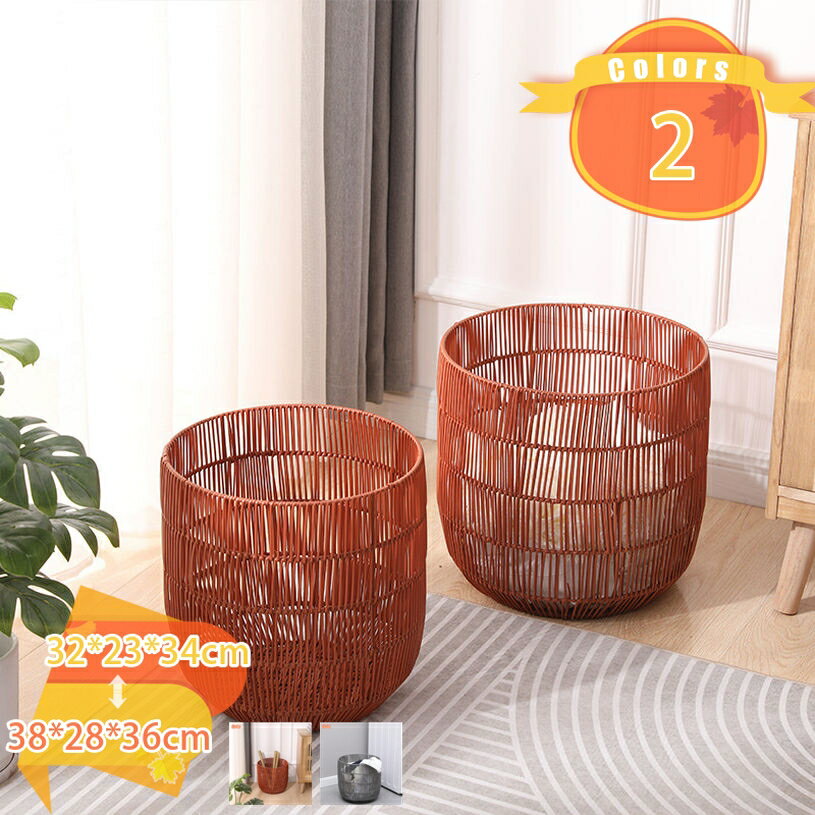 Laundry Containers - 脱衣かご 籐 おしゃれ 編みかご PVC 和風 家具 ランドリーバスケット ランドリー収納 更衣室 脱衣所 アジアン お風呂 洗面所 トイレ バスルーム ランドリーボックス 洗濯かご fascimo