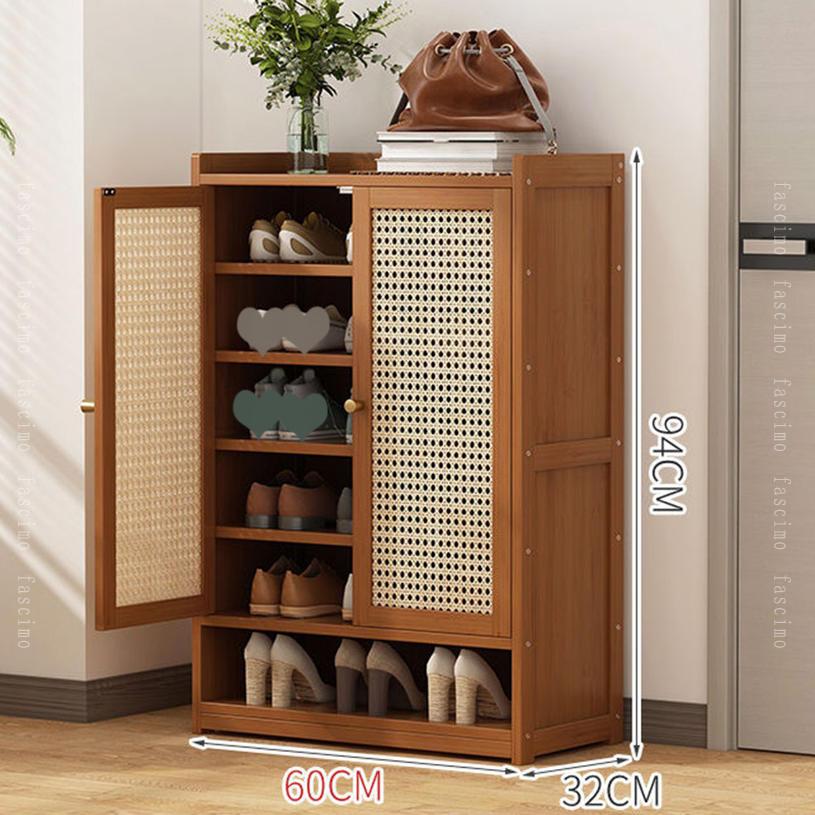 2000円OFFクーポン 下駄箱 シューズボックス 玄関収納 木製 幅60cmサイズ 収納 ブラウン木目柄 デザイン スリム 奥行32cm 下駄箱 シューズボックス 大容量 収納棚 靴棚 玄関収納 玄関用品 北欧 食器棚 収納 棚 食器 ラック 家具 fascimo [3]