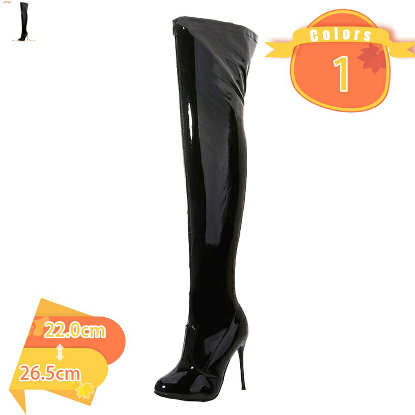 ニーハイブーツ レディース 美脚 パーティー ピンヒール サイハイブーツ 膝上 ロングブーツ 長靴 大きいサイズ 秋冬 長ブーツ 落ちにくい 欧米風 レディースブーツ おしゃれ れない 通勤 シンプル サイドジップ 黒 OL fascimo