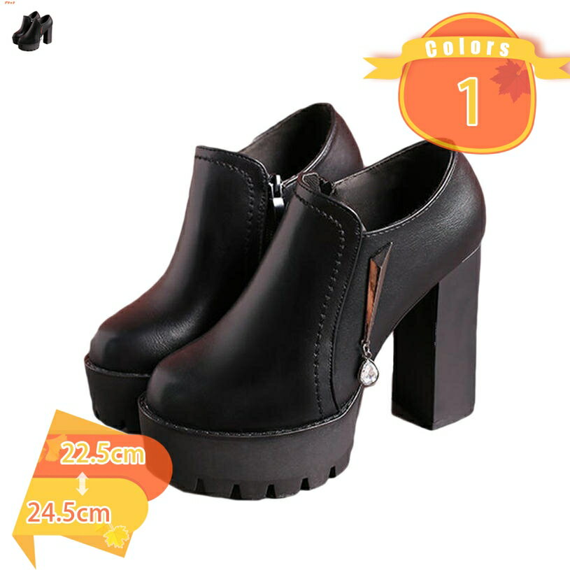 Other - ブーツ レディース ハイヒール 厚底 サイドジップ 太ヒール ブーティー ショートブーツ 10.5cmヒール 脚長 滑りにくい 歩きやすい サイドゴア ブーティ 幅広 3E 大きいサイズ アンクルブーツ オフィス 通勤 通学 コスプレ fascimo