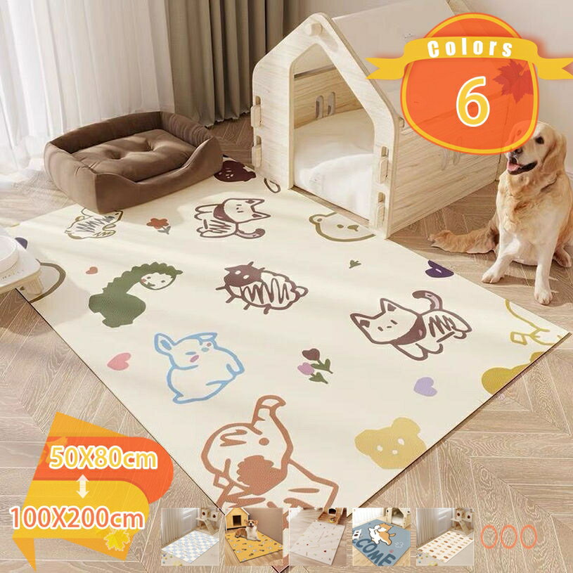 ペットプレイマット 撥水加工 犬猫専用 クッション性 お昼寝対応 防音 抗菌 消臭 大型犬用 韓国 花柄 簡単掃除 速乾性 一年中使える 可愛い柄 転倒防止 ペットカーペット PVC 防臭 防カビ 犬用 床マット おしっこ防止 fascimo