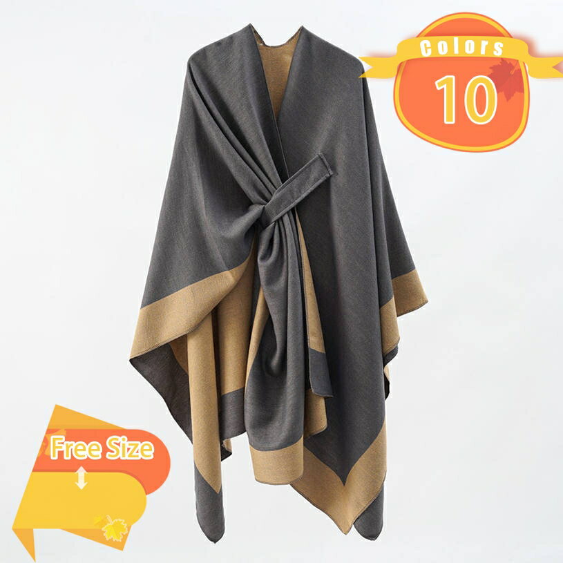 1000円OFFクーポン ストール ポンチョ あったか ひざかけ 羽織 着物 ふわふわ 軽い おしゃれ シンプル ブラック グレー ネイビー ベージュ 秋 冬 ブランケット 防寒 マフラー ママ 大人 上品 エレガント マント オフィス パーティー fascimo