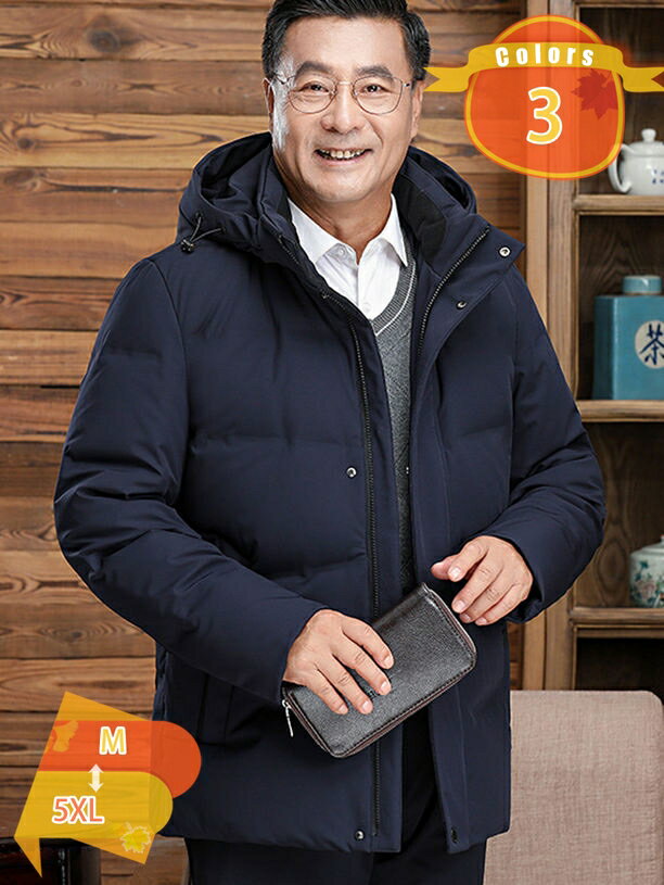 ダウンジャケット メンズ 高齢者 無地 ダウンコート 男性 フード付き M-4XL お年寄り 保温ジャケット 防寒服 分厚い 軽量 防風 保温 防寒対策 あたたかい おしゃれ 通勤 スポーツ アウター 紳士 無地 ゆったり fascimo