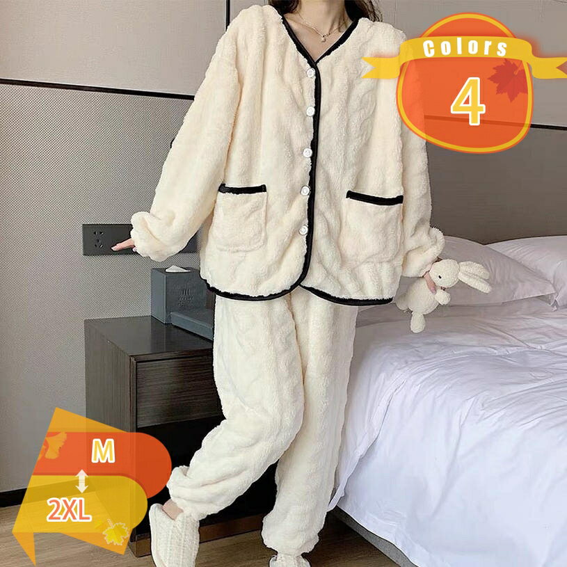 ルームワンピース レディース 冬 あったかい 長袖 前開き ロング丈 パジャマ 部屋着柔らか シンプル 大人 おしゃれ ルームワンピース パジャマ fascimo