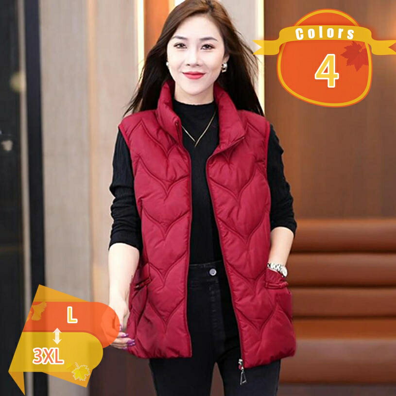 1000円OFFクーポン レディース ダウンベスト スタンドカラー 厚手 ジャケット 袖なし ベスト 綿入れ ショートベスト 暖かい 女性用 中綿ベスト 防風 ベスト 中高年 ミセスファッション 30代40代50代60代 秋冬プレゼント 敬老の日 fascimo