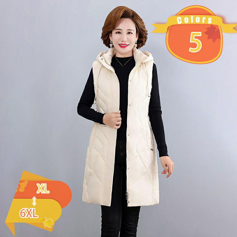 1000円OFFクーポン レディース 中綿ベスト ダウンジャケット フード付き ミドル スリム ママ ベスト オシャレ 春 冬 ベスト 防寒 寒さ対策 暖かい 体型カバー 保温 コート アウター 軽量 エレガンス 優雅 カジュアル 大きいサイズ fascimo