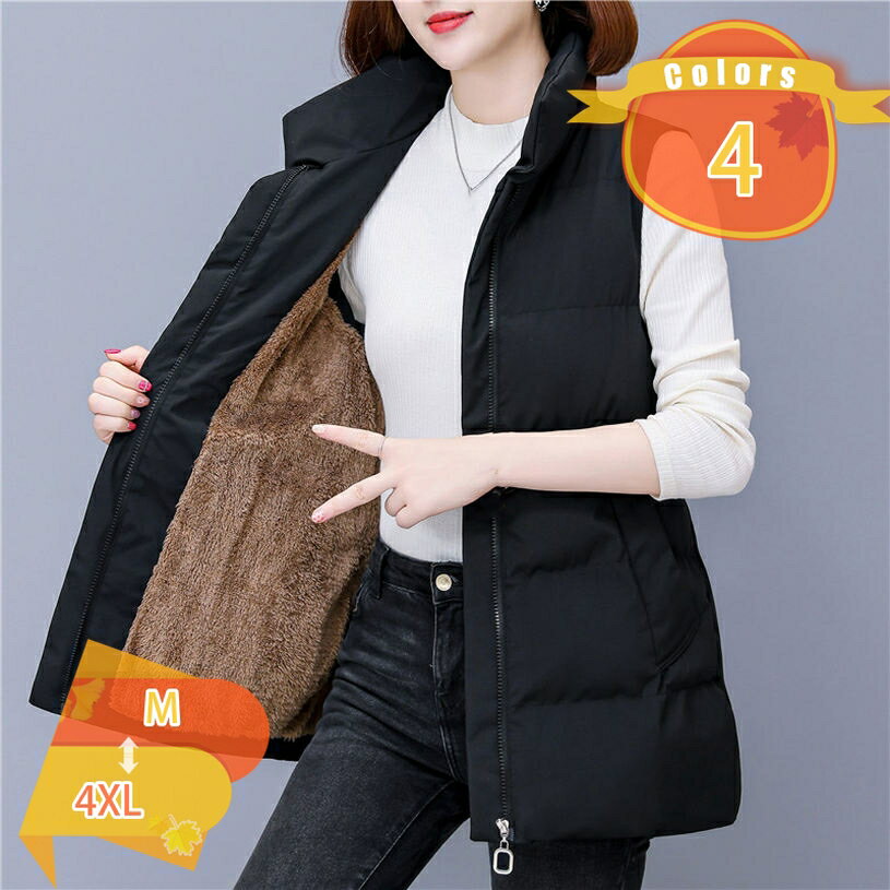 1000円OFFクーポン 秋冬 ベスト レディース ダウンベスト 女性 前開きベスト 婦人服 冬物 トップス 防寒ベスト 上着 スタンドカラー ジッパー付きベスト 無地 ミドルジャケット トップス ベストジャケット 羽織り あったか 母の日 fascimo