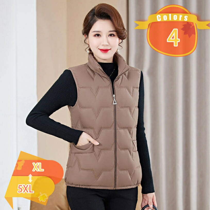 500円OFFクーポン 中綿ベスト レディース ママ 母 敬老の日 プレゼント ショート丈 スタンドカラー おしゃれ 軽量 防風 保温 防寒 撥水 ダウンジャケット ダウンコート アウトドア カジュアル オフィス 日常 旅行 アウター 秋冬 fascimo