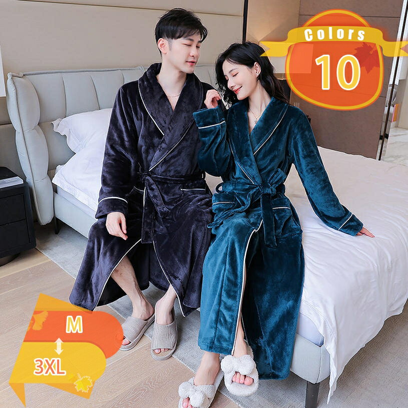 バスローブ レディース ロング丈 ふわふわ 暖かい パジャマ 厚手 寝巻き カジュアル 風呂上り パジャマ カップルバスローブ 男女兼用 防寒 保温 大きいサイズ 春秋冬 温泉着 男女兼用 春夏秋冬 春秋冬 肌に優しい 吸汗 秋冬 冬用 前開き 寝巻き fascimo