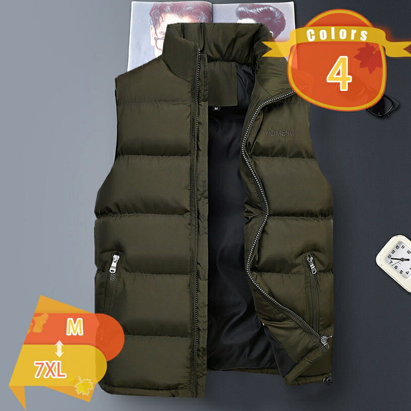 300円OFFクーポン ダウンベスト メンズ 冬 大きいサイズ 暖かい スタンドカラー ノースリーブ 袖なし 立ち襟 中綿 アウトドア 春 秋 おしゃれ カジュアル 旅行 登山 釣り 無地 綿服 防寒対策 撥水 軽量 保温 作業着 男性用 父の日 fascimo