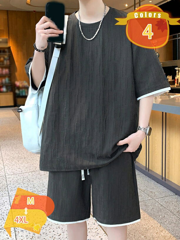 表地：ポリエステルメイン素材：ポリエステル【セット内容】Tシャツ+ハーフパンツ。トップスが着るだけでこなれ感をアップしてくれます。ショーツは太ももにスキマができるようにワイドシルエットで仕上げました！【快適生地】やわらかな素材で仕上げました。優しい肌触りで快適に着こなせます。夏には欠かせないのジャージ上下セットで簡単にコーデが完成！カジュアル感が創り出せる素材をアイテムに落とし込みました。【便利なディテール】ウェストはゴムと紐で調節しやすくなって、リラックス感とストレスフリーでフィットな穿き心地。両サイドにポケットをしっかりと配置、機能性もアップ！【合わせやすい】半袖 Tシャツと半ズボンの組み合わせな。セットで着ても、別々で着てもOKなので、トップスやボトムスを変えることで幅広い着こなしが可能です。【適用の場合】普段使いやカジュアルなアクティビティはもちろん、スポーツ、フィットネス、ジョギング、ボクシング、ウォーキング、ランニング、筋力トレーニングなどにも最適です。【商品仕様】 素材：ポリエステル、その他 対象：メンズ サイズ：M-4XL （単位：cm）サイズ表によって選択ください。　 季節：春 夏 秋 セット内容：半袖tシャツ＆ショートパンツ2点セット 【選ばれる理由】 盛夏に向けて通気性が良い素材を使用。 軽くてサラッと着れる肌触りのいい生地なので、ごわつきなく着用できるシャツセットアップです。 シーズンや流行に左右されないクルーネックのビッグTはメンズなら何枚でも持っていたい商品。 半袖＆短ズボンならではの開放感で、 蒸し暑い夏の夜も快適にお過ごいいただけます。 上下別で活用いただけるので、これ1着で色んなコーデを楽しめます！ ウエストはゴムで 適度に効いて、紐付きで便利です。 野暮ったくなり過ぎず、楽に履いていただける採寸にこだわりました。 【注意事項】 ※表示サイズがある場合、多少の誤差(約1-3cm、)が生じる場合がございます。 ※製造上、細かな汚れやシワ糸のほつれが発生する場合がございます。 ※モニターの発色の具合によって実際のものと色が異なる場合が御座います。 【関連キーワード】セットアップ 2点セット 大きいサイズ 小さいサイズ カジュアル リクルート 卒園式 卒業式 入学式 入園式 お宮参り 七五三 結婚式 パーティー 謝恩会 通勤 服装 スカート パンツ 春 夏 秋ご案内している情報は参考用です。実際にお届けする商品をご確認くだカッパ ルームウェア メンズ ジャージ 上下セット 切替え パーカー セットアップ m-6l 上下 大きいサイズ メンズ セットアップ ジャージ 春夏 春夏ジャケット フォーマル メンズセットアップ レディース 2点セット スウェット バーカー バンツ ジャージ 上下セット ジャージ セットアップ スウェット 大きめ ゆったり 上下 レディース バーカージャージ メンズ 上下セットアップ 春 秋 トレンド スウェット セットアップ 長袖 トップス パンツ ズポン 春 ジャケット 春服 長袖 ジャケット 上下セット 春 夏春服 セットアップ レディース 春 40代 レディース春夏セットアップ大きいサイズ オフィス ジャケット スーツ スーツ レディース セットアップ 春夏 春 スーツ エレガント 春