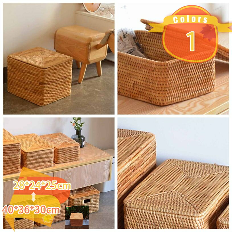 大容量 収納ボックス 籐 小さめ ラタンバスケット おしゃれ 和風 収納かご 新聞入れ 本立て 籐編みかご キッチン収納 玄関収納 バス用品 日常用品 雑貨収納 小物収納 小物入れ キッチン 玄関 収納ケース 卓上収納ボックス fascimo