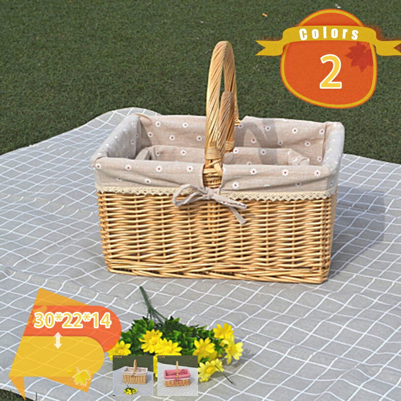 北欧風バスケットかご バスケット おしゃれ 収納 北欧 持ち手付き 収納ボックス 収納かご 収納バスケット 持ち手 大 ピクニックバスケット ピクニック かごバッグ タオル収納 編みバッグ トイレットペーパー 籐 ラタン カゴバック かご fascimo