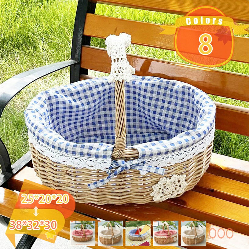 乐天商城 - 500円OFFクーポン ピクニックバスケット かごバッグ 買い物かご 荷物入れ ラタン みカゴ 籐のかごバスケット 雑貨 おしゃれ 籠バッグ 市場かご バスケット 小物入れ インテリア 可愛い 持ち手バスケット fascimo