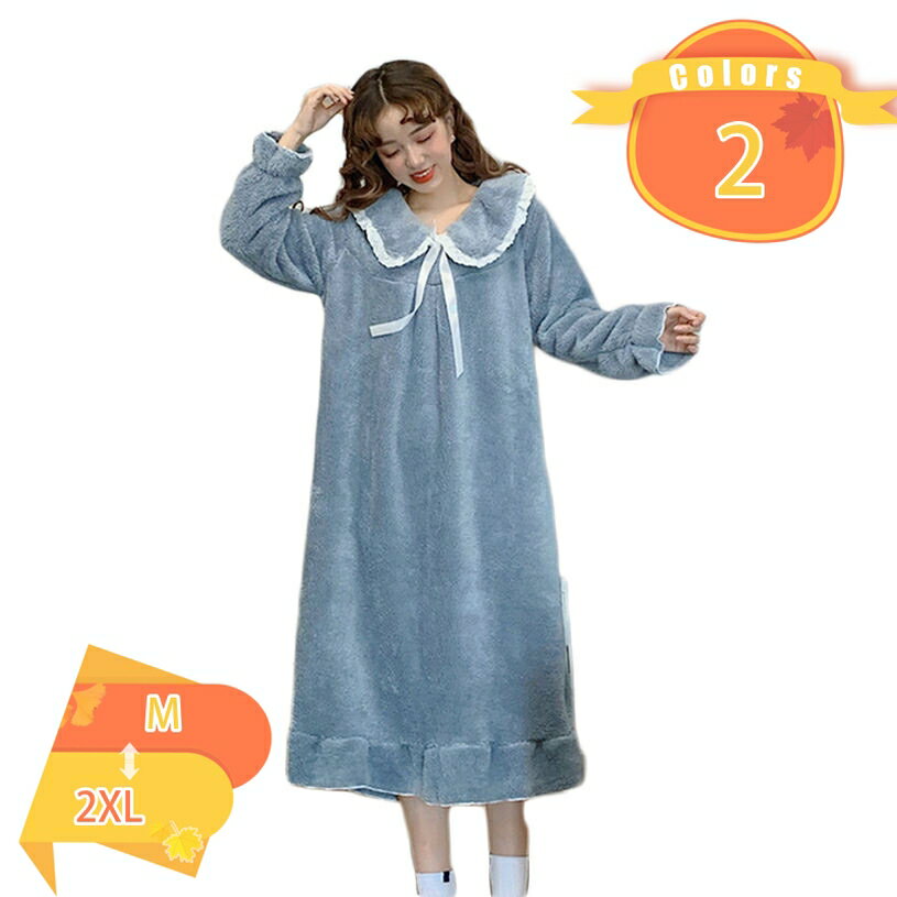 500円OFFクーポン ルームワンピース ロング丈 ネグリジェ 姫系 パジャマ 秋 冬 ナイトウェア レディー..