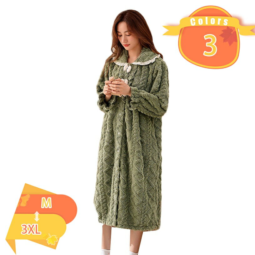 300円OFFクーポン もこもこ ルームウェア ワンピース レディース ふわふわ 部屋着 長袖 パジャマ リラックスウェア おうち時間 ルームワンピース ロング丈 厚手 秋 冬 ネグリジェ 前開き 便利服 入院 介護 旅行 ガウン 裏起毛 ナイトウェア 寝間着 fascimo