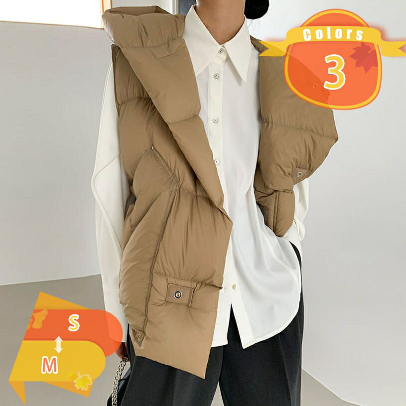 2000円OFFクーポン ダウンベスト レディース 可愛い ベスト 無地 シンプル ショート丈ベスト レディー..