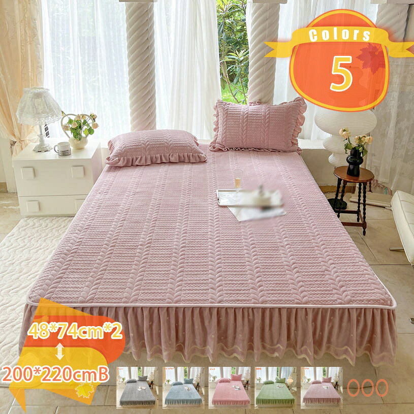 500円OFFクーポン ボックスシーツ パッド一体型 敷きパッド シングル 冬 あったか フランネル ベッドパッド ダブル 洗える レース付き ベッドシーツ おしゃれ エレガント 上品 冬用 ベッドイーツ 暖かい 保温 静電気防止 防ダニ 新居お祝い 贈り物 fascimo