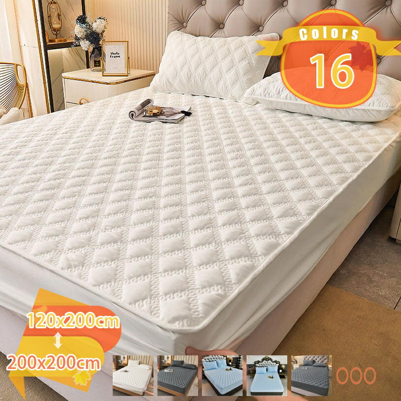 300円OFFクーポン ベッドパッド ダブル シンプル 冬 オールシーズン 360℃全周付き ベッドパッド 綿100% あったか 吸湿 発熱 洗える ボックスシーツ マットレスパッド 保温力 毛布パッド 柔らかな肌触り春夏秋冬 ズレ防止 湿気取り 冷房 冬に最適 しきぱっと fascimo