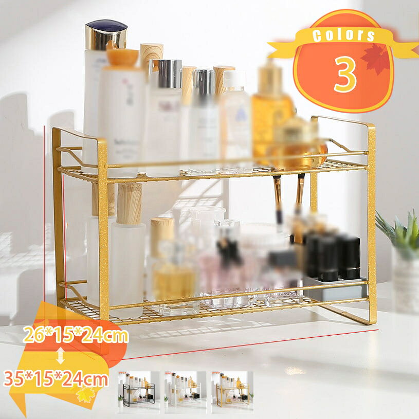 500円OFFクーポン 卓上収納ラック 化粧品収納 デスク上置き棚 2段 多機能収納ラッ...