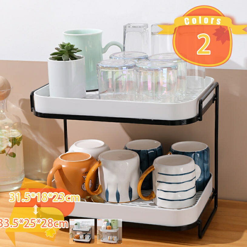500円OFFクーポン カップラック 2段 キッチンドレンラック 水切りトレイ お茶碗トレー 水気取りラック 水切りラック カップ乾燥 省スペース 食器水切り 多目的カップラック コンパクト おしゃれ 大容量 キッチン収納 fascimo